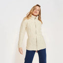 A20322 Color NATURAL WHITE Premium Merino Long Aran Knit Cardigan Front Side Gaelsong