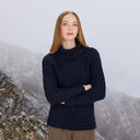A20325 Color NAVY BLUE Womens Traditional Merino Wool Blend Sweater Gaelsong