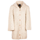 A20328 NATURAL WHITE Women's Hooded Merino Wool Long Cardigan Gaelsong