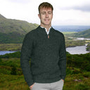 A20332 ATLANTIC Classic Irish Fisherman Zip Sweater Midnight Marl Gaelsong