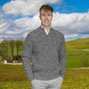 A20332 Classic Irish Fisherman Zip Sweater Black Gaelsong