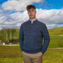 A20332 Classic Irish Fisherman Zip Sweater Midnight Marl Gaelsong