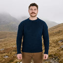Gents Woollen Irish Fisherman's Ribbed Sweater Navy Gaelsong