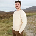 Gents Woollen Irish Fisherman's Ribbed Sweater White Gaelsong