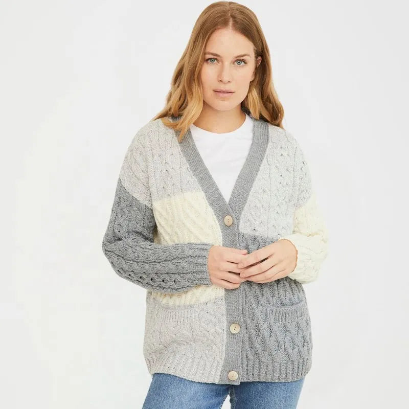 トップス Iver&Isla Adult Patchwork Cardigan SuperSoft Merino Irish Oversized Patchwork Cardigan | Shipping