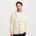 Men's Shawl Neck Aran Buttoned Cardigan White Gaelsong