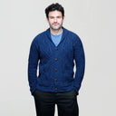 Soft Merino Wool Aran Cable Cardigan Blue Gaelsong