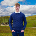 Men's Irish Wool Fishermen Raglan Sweater Indigo Marl Gaelsong