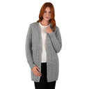 Merino Wool Aran Cable Knit Long Coat Grey Gaelsong