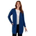 Merino Wool Aran Cable Knit Long Coat Marl Blue Gaelsong