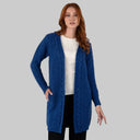 Merino Wool Aran Cable Knit Long Coat Marl Blue Gaelsong