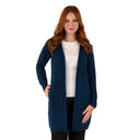 Merino Wool Aran Cable Knit Long Coat Ocean Blue Gaelsong
