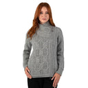 Merino Wool Side Zip Aran Knit Cardigan Grey Gaelsong