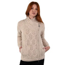 Merino Wool Side Zip Aran Knit Cardigan Parsnip Gaelsong
