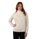 Merino Wool Side Zip Aran Knit Cardigan White Gaelsong