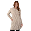 Merino Wool Long Cardigan with Aran Patterns Parsnip Gaelsong