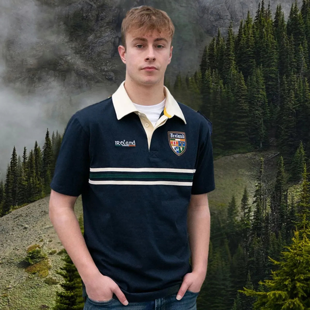 Retro Style Ireland Rugby Polo Shirt