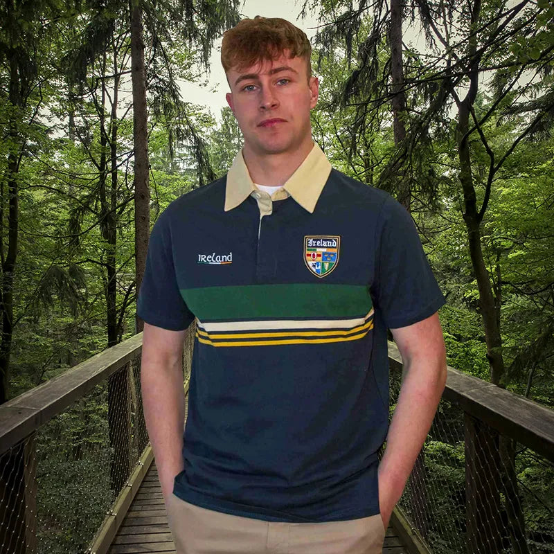 irish rugby gear Vintage Designed Embroidered Ireland Rugby Polo Shirt