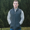 A40154 CHARCOAL ColourMen's Tweed Zippered Vest On Gaelsong