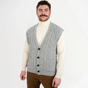 A40172 Irish Wool Waistcoat with Pockets Grey Gaelsong