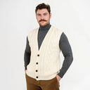 A40172 Irish Wool Waistcoat with Pockets White Gaelsong