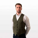 Men's Irish Tweed Donegal Waistcoat Green Salt Gaelsong