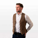 Men's Irish Tweed Donegal Waistcoat Brown Salt Gaelsong