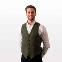Men's Irish Tweed Donegal Waistcoat Green Gaelsong