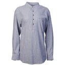 A60161 Women's Grey Striped Irish Linen Grandfather Shirt Gaelsong