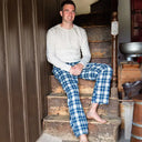 A90026 Blue Tartan Men's Cotton Irish Lounge Pants Gaelsong