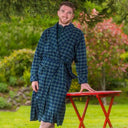 Men's Flannel Nightrobe in Blackwatch Tartan Lifestyle Front View Gaelsong