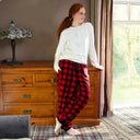 Women's Cotton Tartan Lounge Pants - Red/Black Check Lifestyle Gaelsong