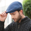 B10143 Men's Wool Gatsby Irish Flat Cap Navy Side View Gaelsong