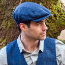 B10147 Gents Herringbone Irish Tweed Kerry Cap Blue Gaelsong