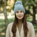 Luxurious Merino Button Pom-Pom Irish Hat Lifestyle Grey Gaelsong