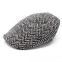 B10165 Gents Irish Tweed Driving Cap Grey Herringbone Gaelsong