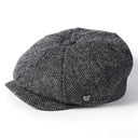 B10177 Handwoven Harris Tweed Bakerboy Cap Grey Gaelsong