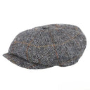 B10177 Handwoven Harris Tweed Bakerboy Cap Grey Herringbone Gaelsong