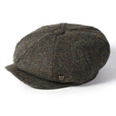 B10177 Handwoven Harris Tweed Bakerboy Cap Colour Dark Green Gaelsong