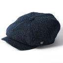 B10177 Handwoven Harris Tweed Bakerboy Cap Navy Gaelsong