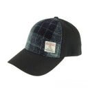 B10254 Handwoven Harris Tweed Baseball Cap Black Grey Gaelsong