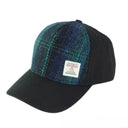 B10254 Handwoven Harris Tweed Baseball Cap Blue Turquoise Overcheck Gaelsong