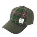 B10254 Handwoven Harris Tweed Baseball Cap Green Plum Gaelsong