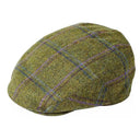 Men's Waterproof Tweed Flat Cap Green & Blue Overcheck Gaelsong
