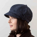 Pure Wool Ladies' Newsboy Cap Blue Herringbone Gaelsong