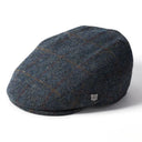 B10296 Men's Checkered Wool Country Flat Cap - Blue Gaelsong