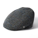 B10296 Men's Checkered Wool Country Flat Cap - Blue Grey Gaelsong
