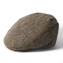 B10296 Men's Checkered Wool Country Flat Cap - Brown Gaelsong