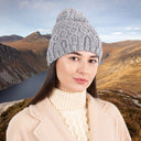 Bobble Aran Cable Knit Hat Grey Lifestyle Gaelsong