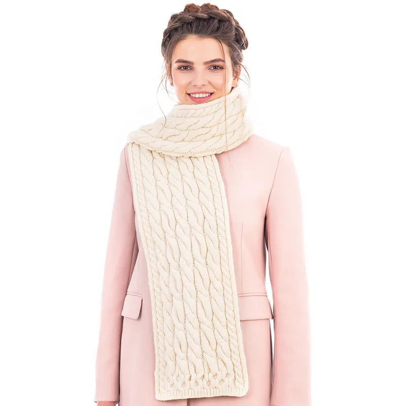 White Chunky Knit Cable Scarf | Gaelsong – GaelSong